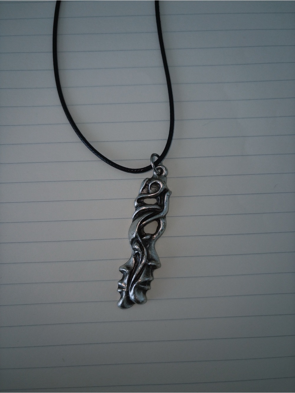 Silver Abstract Face Pendant Necklace - Women's Jewelry